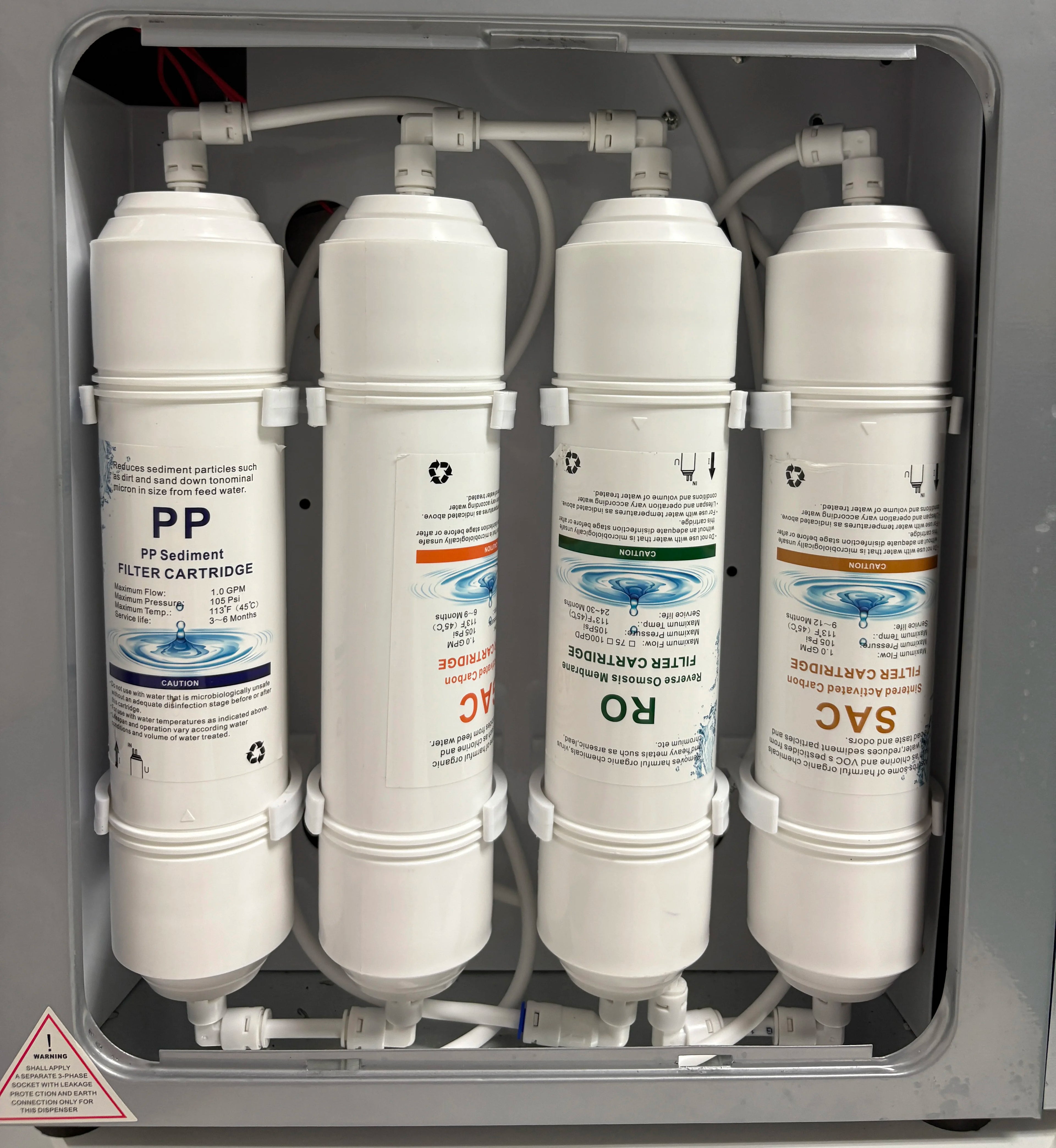 Desktop RO Water Dispenser Hot Cold Normal with 4-Stage Filter Compressor Cooling Child Lock POU